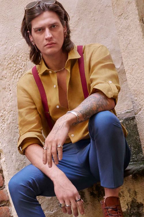 Camisa Casual Linen Contemporary Fit Lamberti