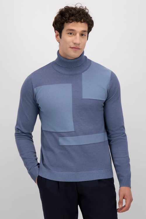 Suéter Cuello Alto Geométrico Slim