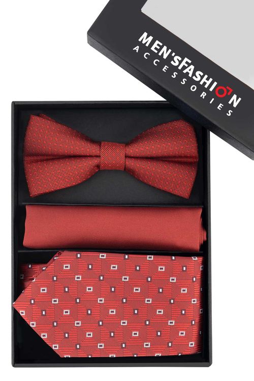 KIT CORBATA COLOR VINO MENS FASHION